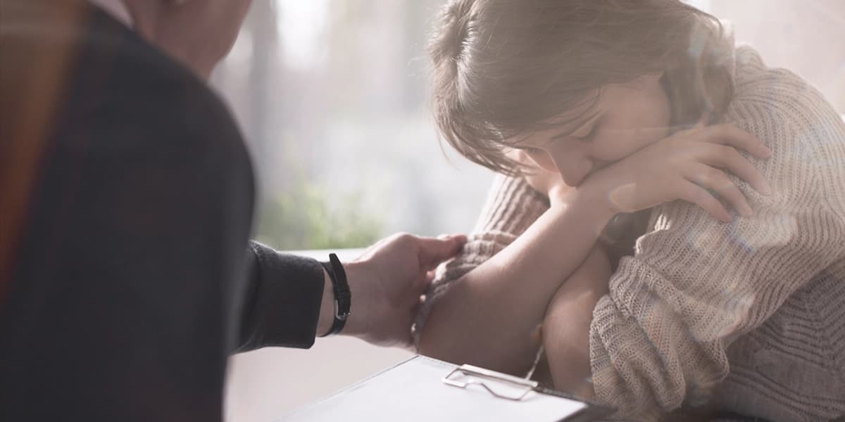 distressed woman in therapy